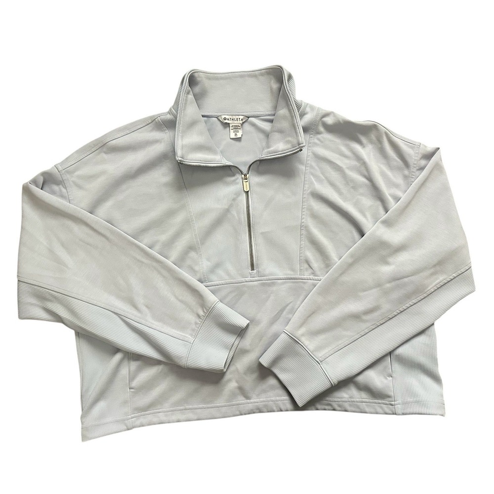 Athleta Seasoft Rib 1/4 Zip Popover Women's Light Blue Long Sleeve Top Size‎ XL - Picture 5 of 8